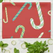 赤い背景にキャンディカン キッチンタオル (折り畳み)