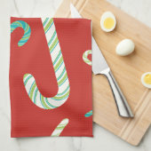 赤い背景にキャンディカン キッチンタオル (四つ折り)