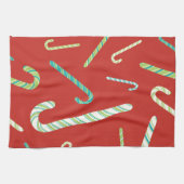 赤い背景にキャンディカン キッチンタオル (横)