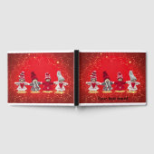 赤い背景にクリスマスの装飾 ゲストブック (全面)
