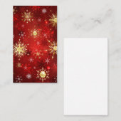 赤い背景にクリスマスゴールデンの雪片 エンクロージャーカード (正面/裏面)