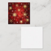 赤い背景にクリスマスゴールデンの雪片 スクエア名刺 (正面/裏面)