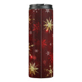 赤い背景にクリスマスゴールデンの雪片 タンブラー (裏面)