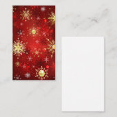 赤い背景にクリスマスゴールデンの雪片 プレイスカード (正面/裏面)