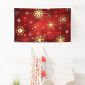 赤い背景にクリスマスゴールデンの雪片 横断幕 (インサイチュ)
