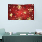 赤い背景にクリスマスゴールデンの雪片 横断幕 (トレードショー)