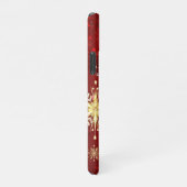 赤い背景にクリスマスゴールデンの雪片 iPhoneケース (右側)