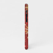 赤い背景にクリスマスゴールデンの雪片 iPhoneケース (左側)