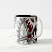 赤い背景にグレーのギア ツートーンマグカップ (正面右)