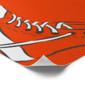 赤い背景にスニーカーのシームレスパターン ポスター (角)