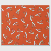 赤い背景にスニーカーのシームレスパターン ラッピングペーパー (フラット)