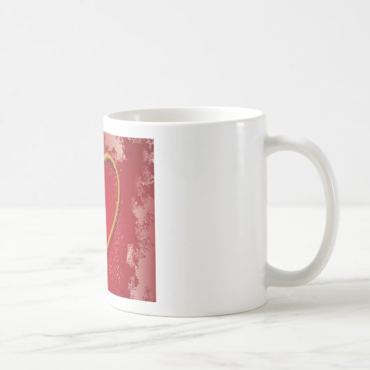 赤い背景にハートのバレンタイン コーヒーマグカップ (右)