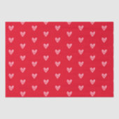 赤い背景にパステルピンクの水彩ハート模様 薄葉紙 (正面)