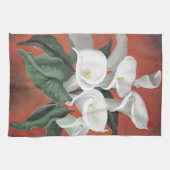 赤い背景にユリを呼ぶ キッチンタオル (横)