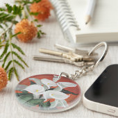 赤い背景にユリを呼ぶ キーホルダー (正面右)