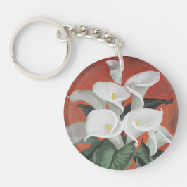赤い背景にユリを呼ぶ キーホルダー