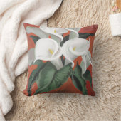 赤い背景にユリを呼ぶ クッション (ブランケット)