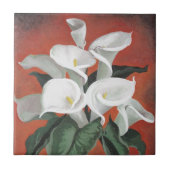 赤い背景にユリを呼ぶ タイル (正面)