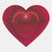 赤い背景に光るハート ハートシール (正面)