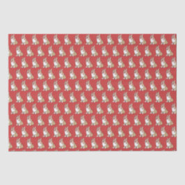 赤い背景に可愛いコギ模様 薄葉紙