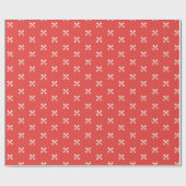 赤い背景に可愛い白い鍵 ラッピングペーパー (フラット)