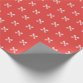 赤い背景に可愛い白い鍵 ラッピングペーパー (角)