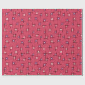 赤い背景に幾何学的な花とスティック ラッピングペーパー (フラット)