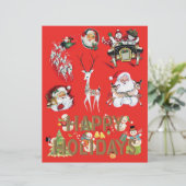 赤い背景に描かれた半世紀半ばの陽気なクリスマスアート (スタンド正面)