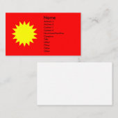赤い背景に明るい燃え盛る黄色い太陽の太陽 名刺 (正面/裏面)
