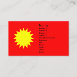 赤い背景に明るい燃え盛る黄色い太陽の太陽 名刺