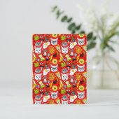 赤い背景に猫と卵 招待状 (スタンド正面)