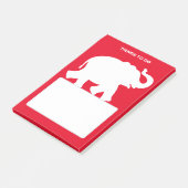 赤い背景に白いゾウのシルエット - やることリスト ポストイット (アングル)