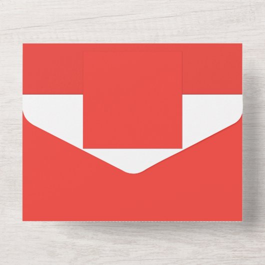 赤い背景に白い枠線 オールインワン招待状 (裏面)