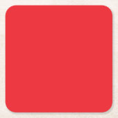 赤い背景に白い枠線 スクエアペーパーコースター (正面)