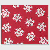 赤い背景に白い雪のクリスマス ラッピングペーパー (フラット)