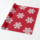 赤い背景に白い雪のクリスマス ラッピングペーパー (アンロールド)