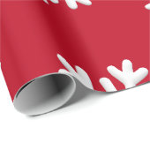 赤い背景に白い雪のクリスマス ラッピングペーパー (ロールコーナー)