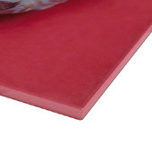 赤い背景に貝殻を塗る カッティングボード (角)