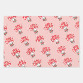 赤い背景に赤いかわいい子猫 ラッピングペーパーシート (正面)