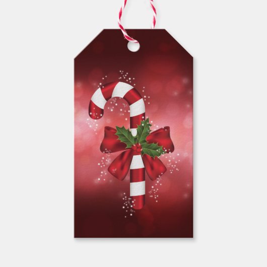 赤い背景に赤いキャンディ《写真》ぼけ味 ギフトタグ (正面)