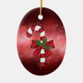 赤い背景に赤いキャンディ《写真》ぼけ味 セラミックオーナメント (正面)