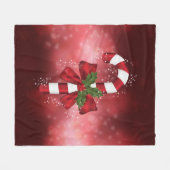 赤い背景に赤いキャンディ《写真》ぼけ味 フリースブランケット (正面(横))