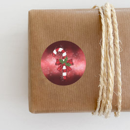 赤い背景に赤いキャンディ《写真》ぼけ味 ラウンドシール