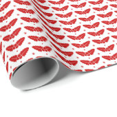 赤い背景に赤いミスタントスのクリスマスパターン ラッピングペーパー (ロールコーナー)