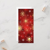 赤い背景に金のクリスマスの雪の結晶 カード (正面/裏面インサイチュ)