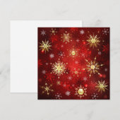 赤い背景に金のクリスマスの雪の結晶 シーズンカード (正面/裏面)