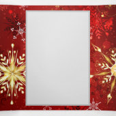 赤い背景に金のクリスマスの雪の結晶 三つ折りクリスマスカード (内部中)