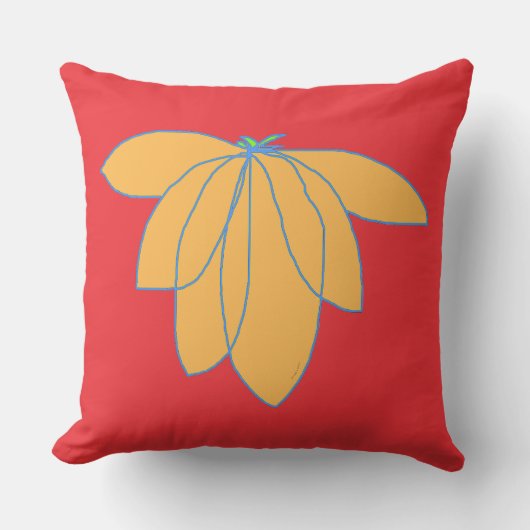赤い背景に金の花 アウトドアクッション (正面)