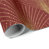 赤い背景に金ゴールドのアートデコ模様 ラッピングペーパー (ロールコーナー)