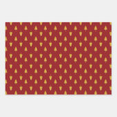 赤い背景に金色のクリスマスツリー ラッピングペーパーシート (正面2)